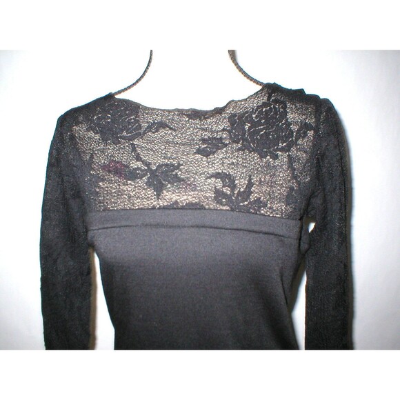 New Womens NWT NIU Black L Designer Dress Lace Wool Long Sleeves Large NIU' - Picture 5 of 11